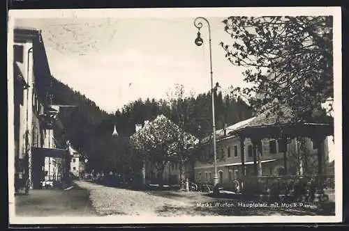 AK Markt Werfen, Hauptplatz mit Musik-Pavillon