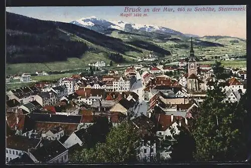 AK Bruck an der Mur /Steiermark, Teilansicht mit Kirche