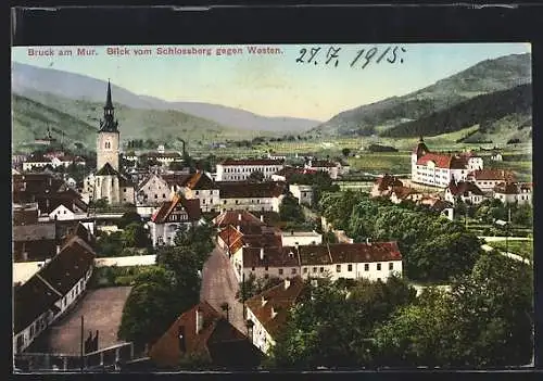 AK Bruck am Mur, Blick vom Schlossberg gegen Westen
