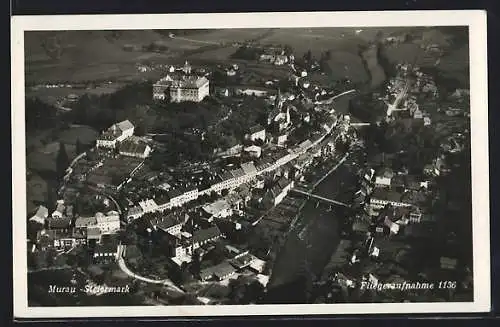 AK Murau /Steiermark, Teilansicht mit Kirche, Fliegeraufnahme