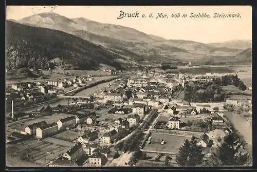 AK Bruck a. d. Mur /Steiermark, Teilansicht mit Bergen