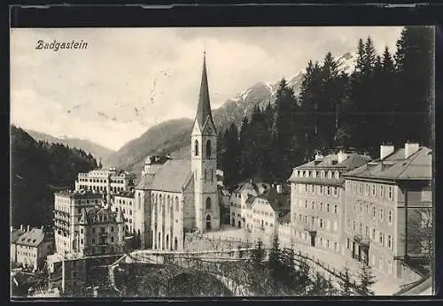 AK Badgastein, Panorama mit Kirche