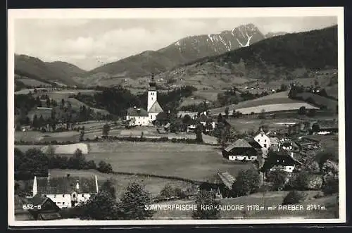 AK Krakaudorf, Ortsansicht mit Bergen