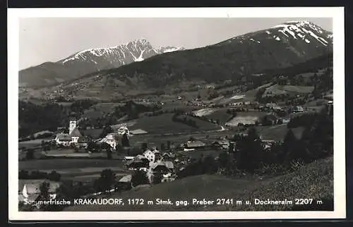 AK Krakaudorf /Stmk., Ortspartie gegen Preber und Dockneralm