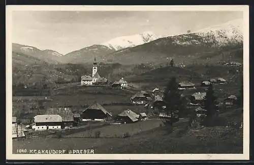 AK Krakaudorf, Ortsansicht mit Kirche und Preber