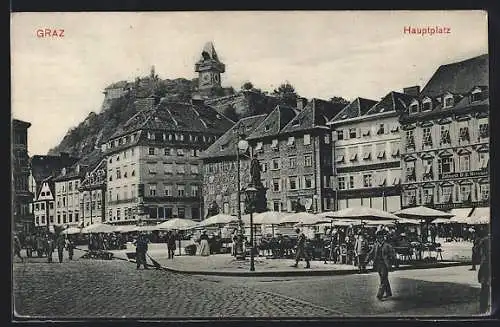 AK Graz, Hauptplatz mit Denkmal