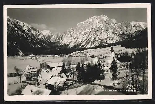 AK Tragöss-Oberort, Teilansicht mit Pribitz im Schnee