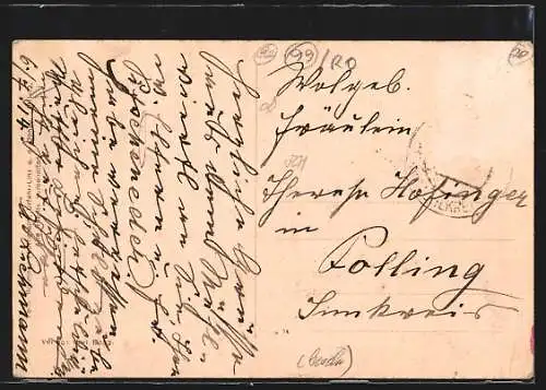 AK Hofkirchen i. Mühlkreis, Ortsansicht mit Kirche und Feldern