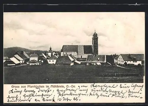 AK Pfarrkirchen i. Mühlkr., Ortspanorama aus der Vogelschau