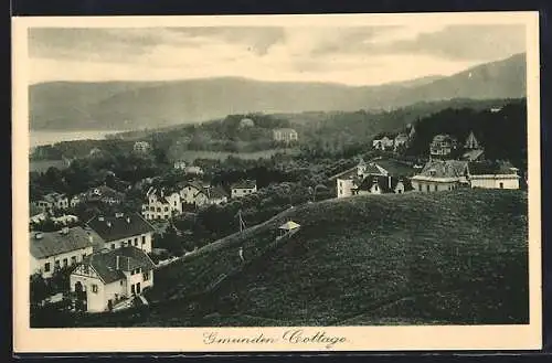 AK Gmunden, Gmunden Cottage, Ortsansicht aus der Vogelschau