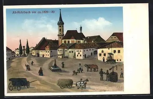 Künstler-AK Rohrbach, Ortspartie ca. 1820-30