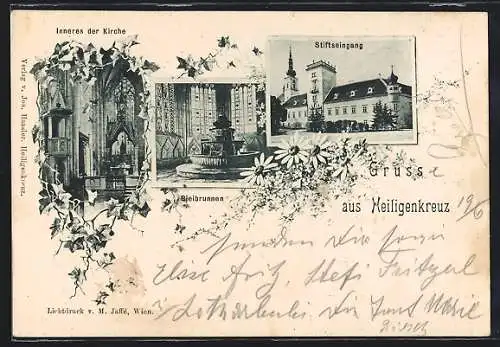 AK Heiligenkreuz bei Baden, Stift Heiligenkreuz, Kircheninneres, Stiftseingang, Bleibrunnen