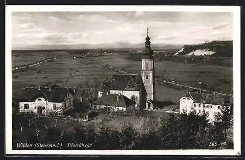 AK Wildon, Pfarrkirche mit Panoramablick