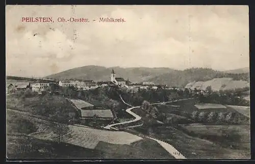 AK Peilstein /Mühlkreis, Ortsansicht mit Landstrasse aus der Vogelschau