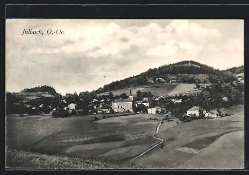 AK Julbach, Ortspanorama mit Umgebung und Bergblick
