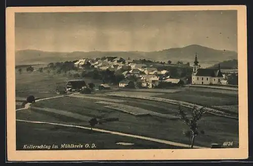 AK Kollerschlag /Mühlkreis, Gesamtansicht mit Landstrassen und Bergpanorama