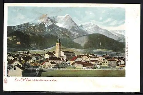 AK Saalfelden, Ortsansicht mit dem steinernen Meer