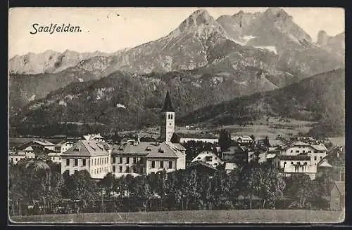 AK Saalfelden, Totalansicht mit Blick zum Kirchturm