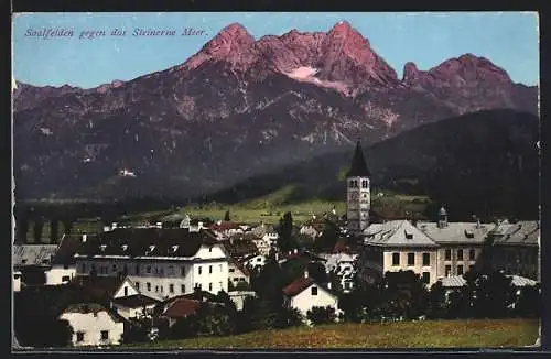 AK Saalfelden, Ortsrand von der Wiese aus