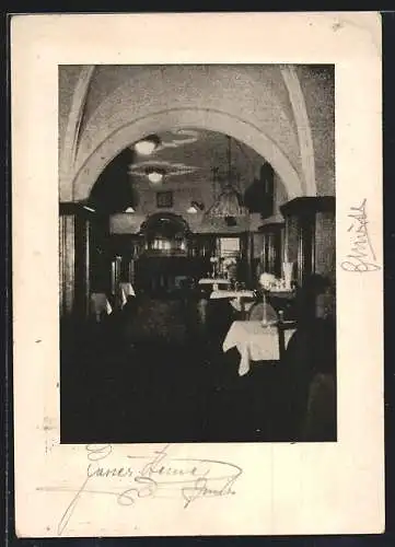 AK Graz, Restaurant Bouvier-Weinstube, Jungferngasse 3, Innenansicht