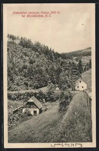 AK Mönichkirchen, Niederösterrr.-steirische Grenze mit Umgebung