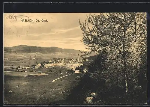 AK Haslach /Ob.-Oest., Teilansicht mit Kirche