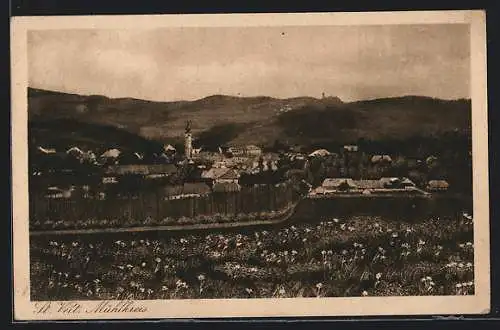 AK St. Veit /Mühlkreis, Teilansicht mit Kirche