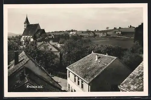 AK Kreuzen /O.-Ö., Ortspartie mit Kirche