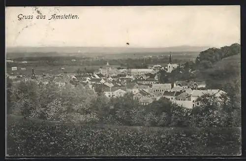 AK Amstetten, Teilansicht mit Kirche