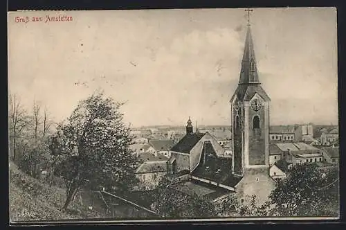 AK Amstetten, Teilansicht mit Kirche