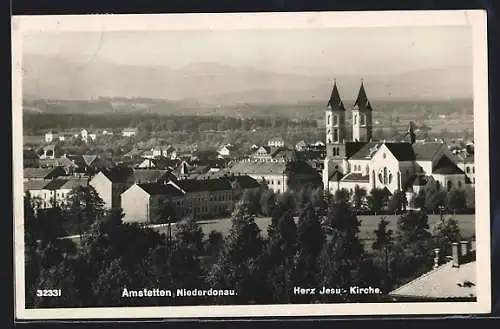 AK Amstetten, Teilansicht mit Herz-Jesu-Kirche