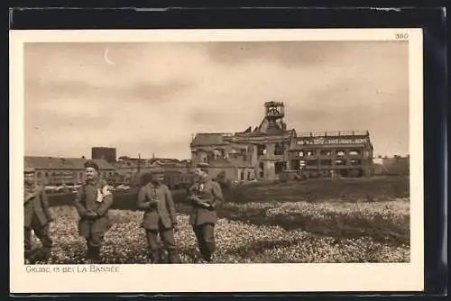 AK La Bassée, Soldaten vor Grube 13, Bergbau