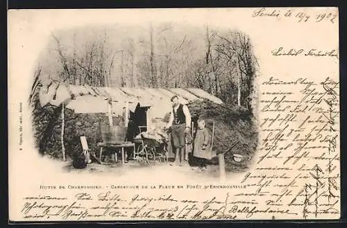 AK Ermenonville, Hutte de Charbonnier, Carrefour de la Fleur en Froet