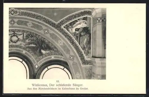 AK Goslar, Wandgemälde im Kaiserhaus, Wislicenus, Der schlafende Sänger