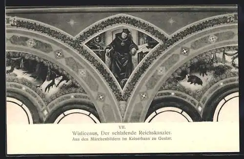 AK Goslar, Wandgemälde im Kaiserhaus, Wislicenus, Der schlafende Reichskanzler