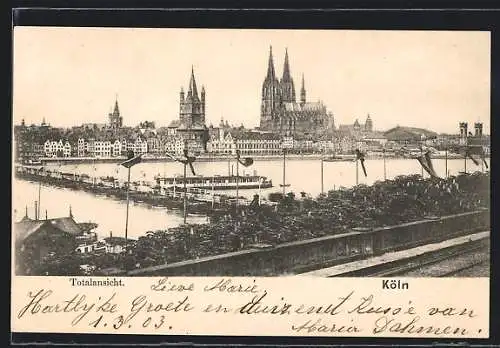 AK Köln, Totalansicht mit Dom