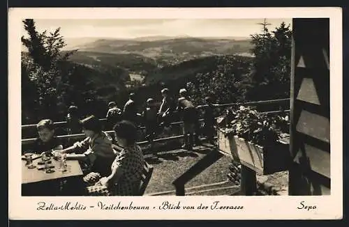 AK Zella-Mehlis, Gasthaus Veilchenbrunn, Blick von der Terrasse