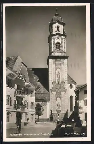 AK Mittenwald, Pfarrkirche mit Goethehaus