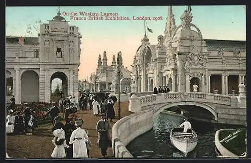 AK London, Franco-British Exhibition 1908, On the Western Lagoon