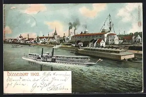 AK Düsseldorf, Dampfer bei der Industrie- und Gewerbe-Ausstellung 1902