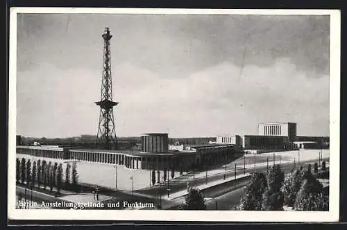 AK Berlin-Charlottenburg, Ausstellungsgelände und Funkturm aus der Vogelschau