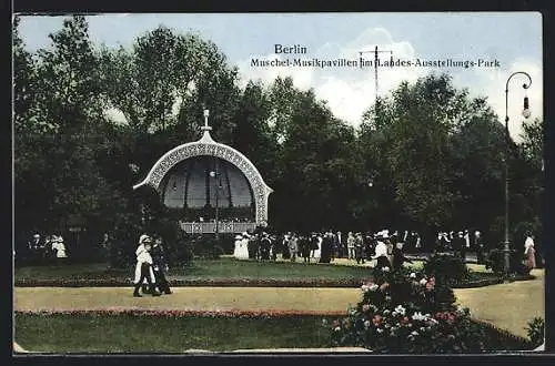 AK Berlin, Muschel-Musikpavillon im Landes-Ausstellungs-Park