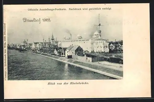 AK Düsseldorf, Ausstellung 1902, Blick von der Rheinbrücke