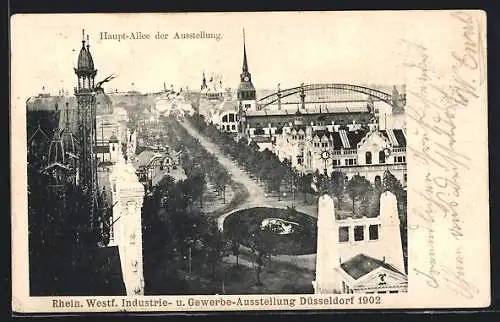 AK Düsseldorf, Rhein. Westf. Industrie- u. Gewerbe-Ausstellung 1902, Haupt-Allee