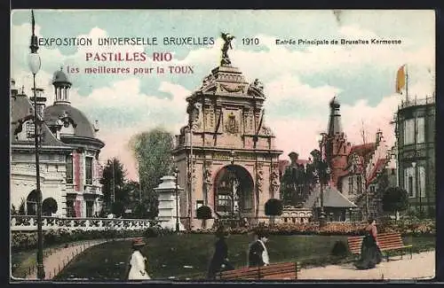 AK Bruxelles, Exposition Universelle 1910, Entrée Principale de Bruxelles Kermesse, Pastilles Rio