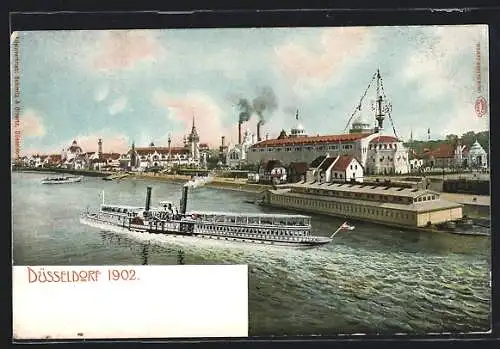 AK Düsseldorf, Dampfer bei der Industrie- und Gewerbe-Ausstellung 1902