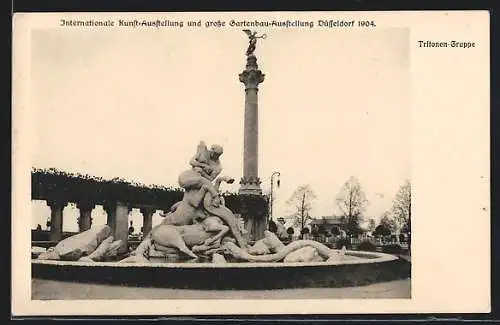 AK Düsseldorf, Internationale Kunst-Ausstellung und grosse Gartenbau-Ausstellung 1904, Tritonen-Gruppe