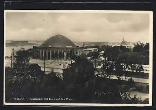AK Düsseldorf, Planetarium mit Blick auf den Rhein