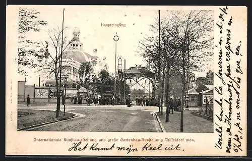 AK Düsseldorf, Internationale Kunst-Ausstellung und grosse Gartenbau-Ausstellung 1904, Haupteingang