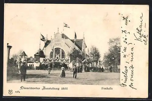 AK Düsseldorf, Industrie- und Gewerbe-Ausstellung 1902, Festhalle